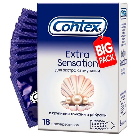 презервативы contex extra sensation с крупными точками и ребрами