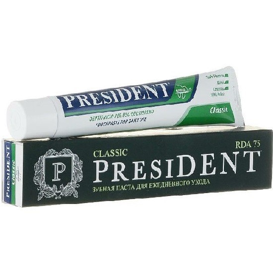 president зубная паста classic rda75 для ежедневного ухода 75 мл