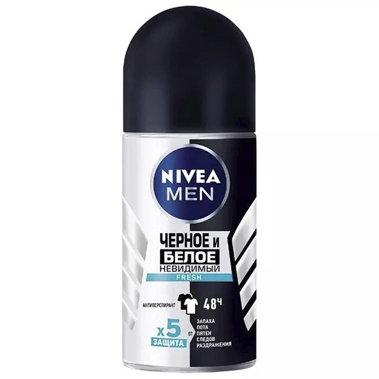 nivea men дезодорант шариковый невидимый для черного белого fresh антиперспирант 50 мл (85970)