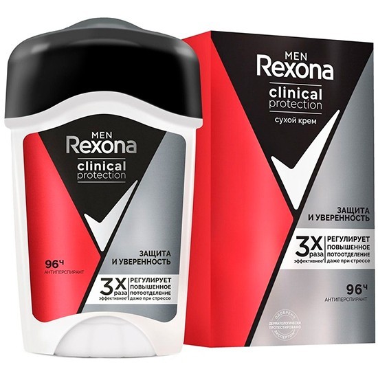 Rexona Men дезодорант крем Clinical Protection Защита и уверенность антиперспирант 45 мл