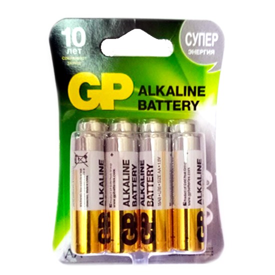 gp батарейка aa пальчиковая alcaline 1.5v lr6