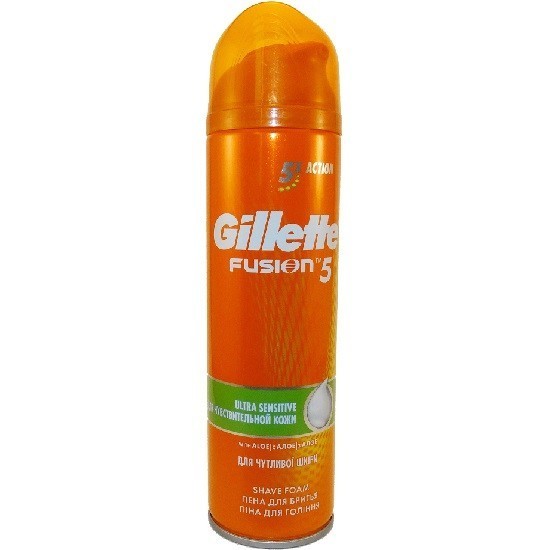 Gillette пена для бритья Fusion для чувствительной кожи, 250 мл