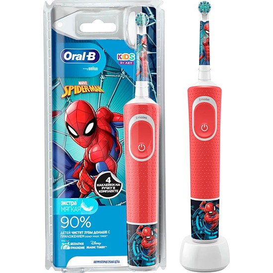 Oral-B электрическая зубная щетка Stages Power SpiderMan c аккумулятором и адаптером 220V