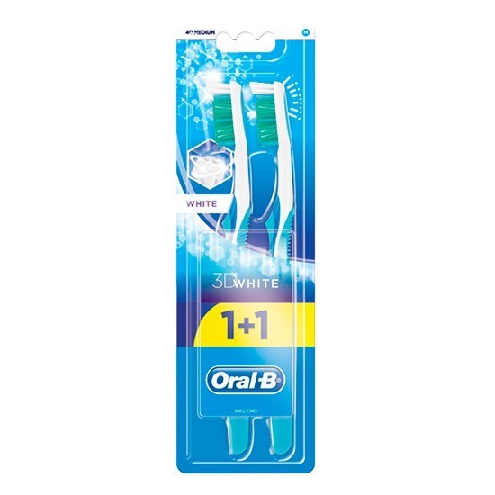 Oral-B зубная щетка 3D White White средней жесткости 2 штуки