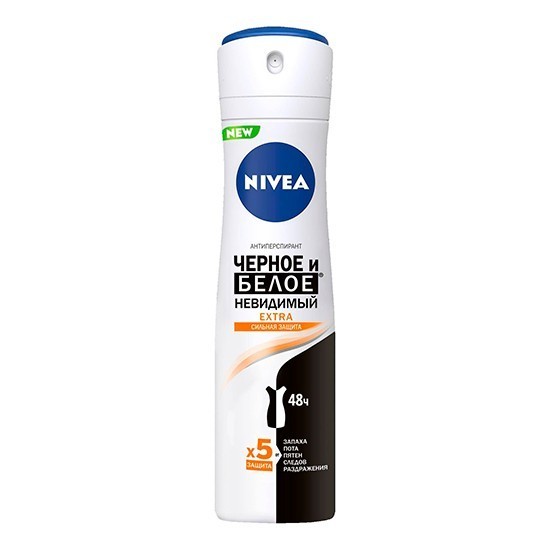 nivea дезодорант спрей невидимый для черного и белого extra антиперспирант 150 мл (83486)