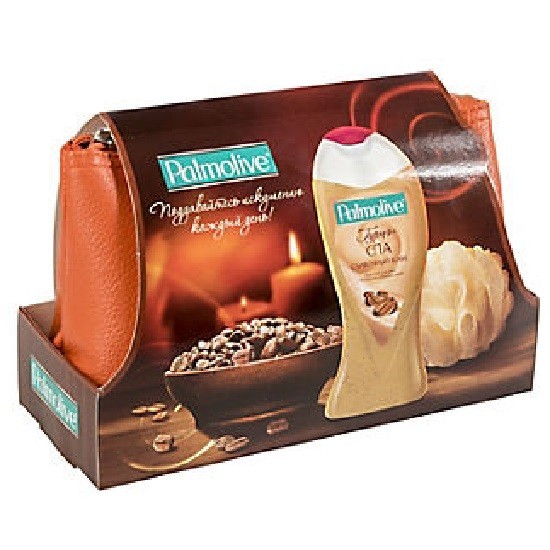Palmolive гель для душа Гурмэ СПА Сливочный кофе 250 мл + Мочалка + Косметичка, набор подарочный