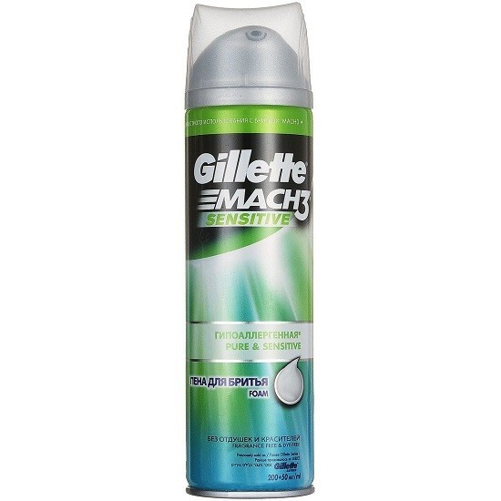 Gillette пена для бритья Mach3 Sensitive для чувствительной кожи, 250 мл
