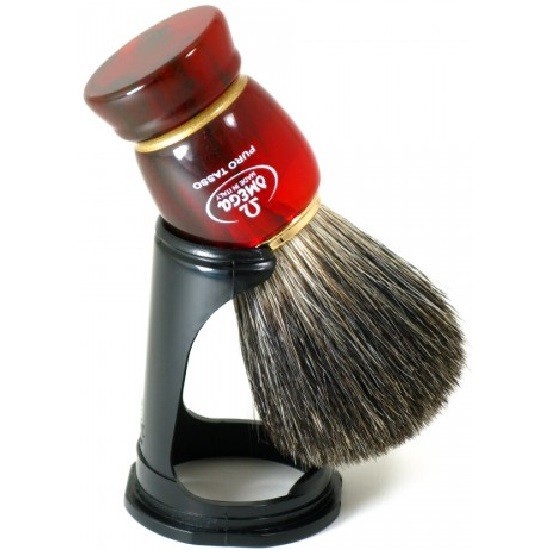 omega помазок из ворса барсука black badger арт. 63185/33185 на подставке ручка смола цвет красный