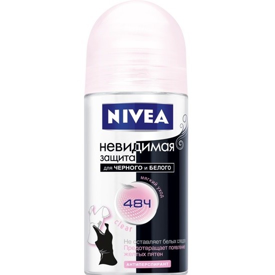 nivea дезодорант шариковый невидимая защита для черного и белого clear антиперспирант 50 мл (82240)