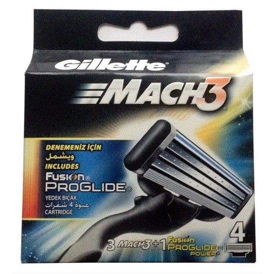 Gillette Mach3 сменные кассеты (3 шт + 1 шт ProGlide Power), промо-упаковка