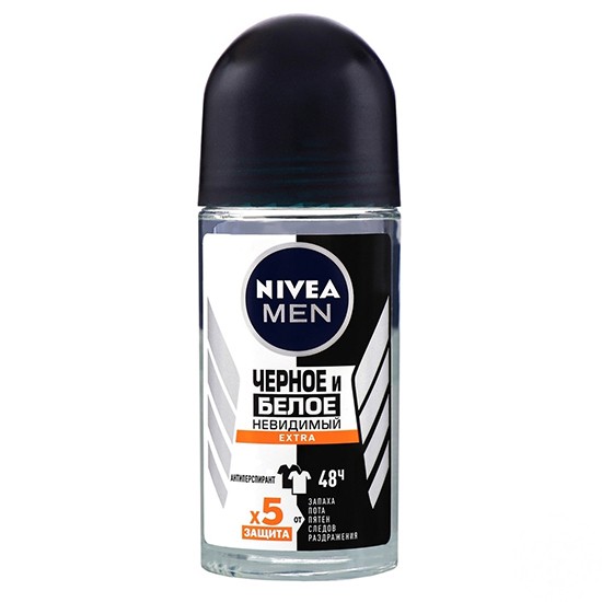 nivea men дезодорант шариковый невидимый для черного белого extra антиперспирант 50 мл (85392)