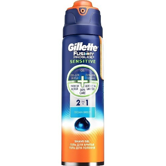 Gillette гель для бритья Fusion ProGlide 2в1 Ocean Breeze для чувствительной кожи 170 мл