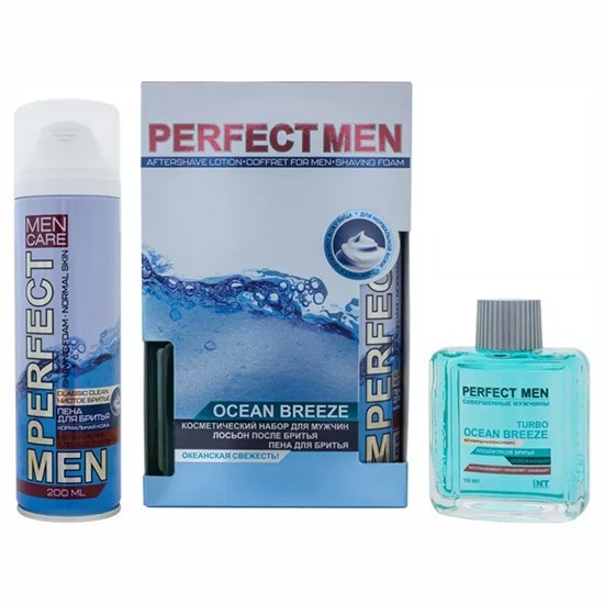 набор perfect men turbo ocean breeze лосьон после бритья 100мл.+ пена для бритья 200мл.
