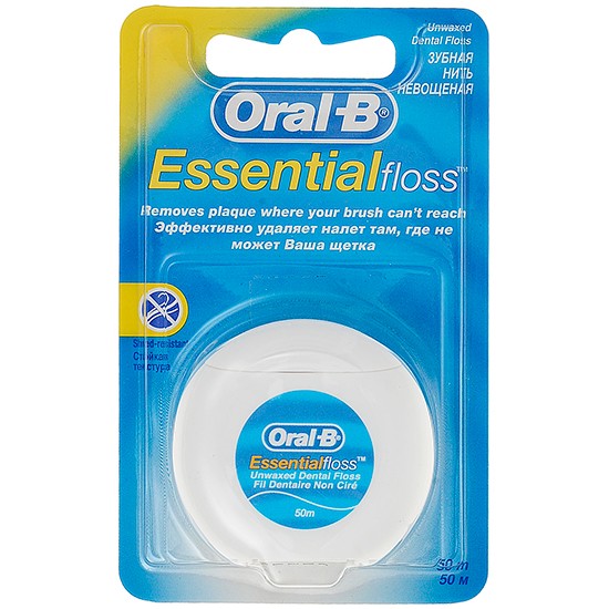 oral-b зубная нить essential floss невощеная 50 m