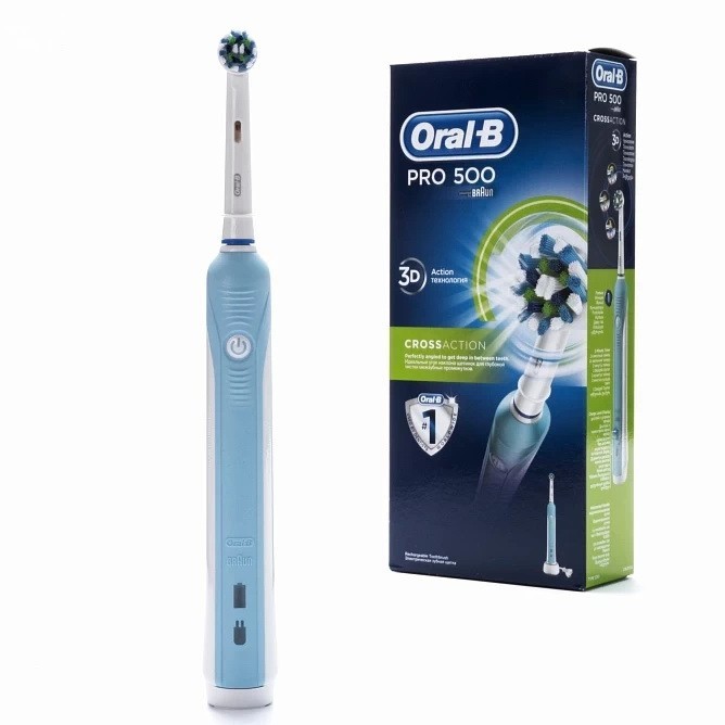 Oral-B электрическая зубная щетка Pro 500 3D c аккумулятором и адаптером на 220V