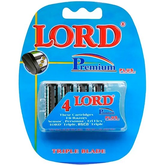 lord сменные кассеты premium plus с 3 лезвиями (система крепления gillette sensor excel)